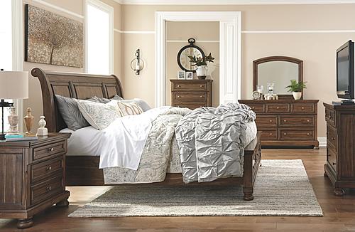 Flynnter - Medium Brown - Sleigh Bedroom Set w/2 Storage Drawers by Ashley Furniture