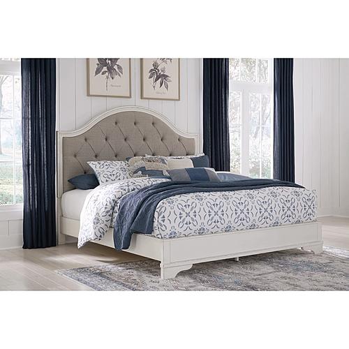 Brollyn - White / Brown / Beige - Upholstered Panel Bedroom Set by Ashley Furniture