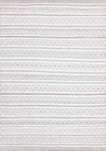 Aspen Grey Cream Striped Diamond Pattern Rug by Kalora