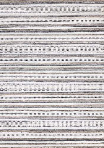 Aspen White Grey Brown Striped Southwestern Pattern Rug by Kalora