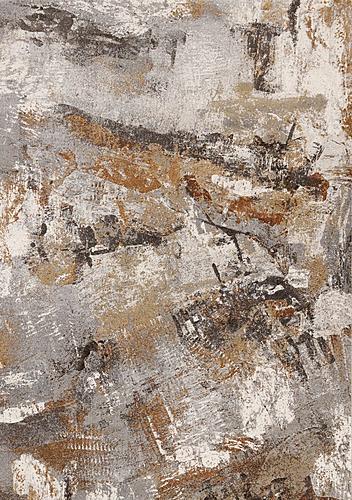 Aurora Grey Orange White Distressed Abstract Rug by Kalora