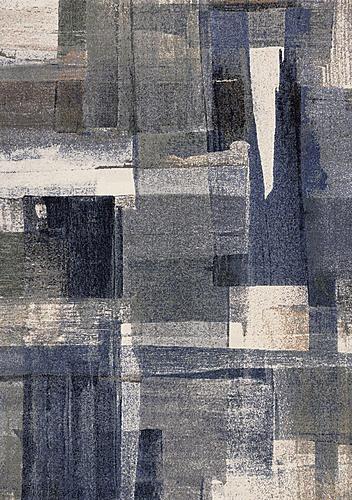 Aurora Blue Green Orange White Distressed Paint Strokes Rug by Kalora