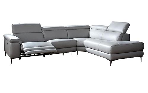 Axel M5653 Light Gray Top Grain Leather Sectional w/Electric Recliner by BH Furniture
