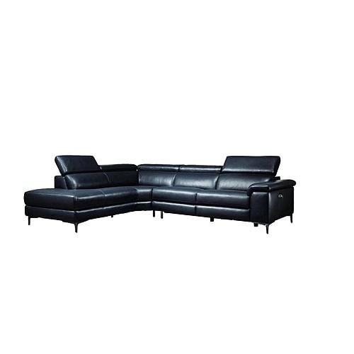 Axel NL5109 Black Top Grain Leather Sectional w/Electric Recliner by BH Furniture