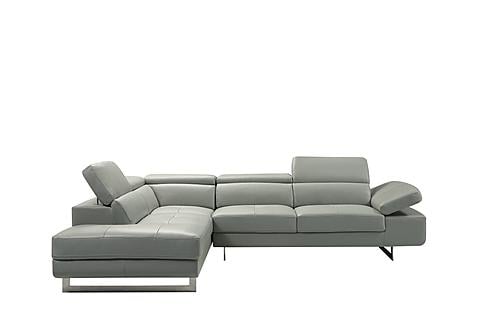 Barts 7376 Light Gray Leatherette Sectional w/Motion Headrests by BH Furniture