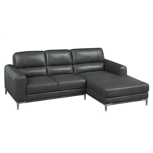Crosby L225 Gray Thick Top Grain Leather Sectional by BH Furniture