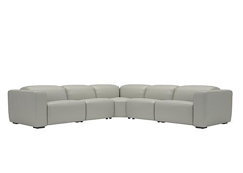 Franklin NL5115 Smoke Gray Leather 6-Piece Sectional w/3 Power Headrest by BH Furniture