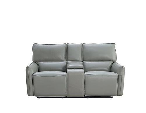 Heather 7576 Dark Gray Leather Loveseat w/Console by BH Furniture