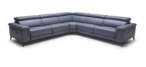 Hendrix NL5100 Slate Blue Leather Sectional w/Electric Recliners by BH Furniture