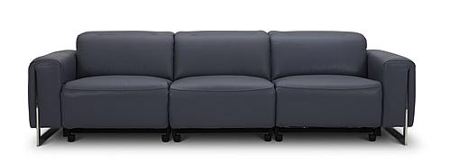 Hudson NL5100 Slate Blue Leather Extended Sofa w/3 Power Recliners by BH Furniture