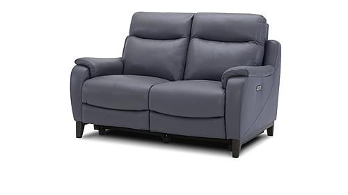 Leonard NL5100 Slate Blue Leather Dual Power Loveseat by BH Furniture