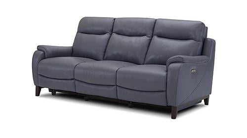 Leonard NL5100 Slate Blue Leather Dual Power Sofa by BH Furniture