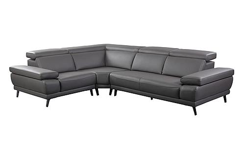 Mercer 8605 Slate Gray Leather Corner Sectional w/2 Arms by BH Furniture