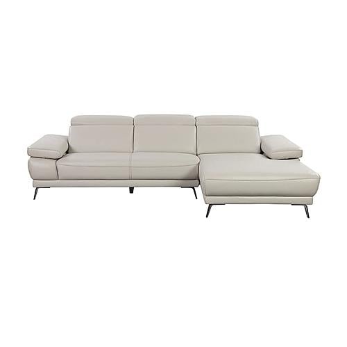 Mercer 807 Smokey Taupe Leather Chaise Sectional w/Motion Headrests by BH Furniture