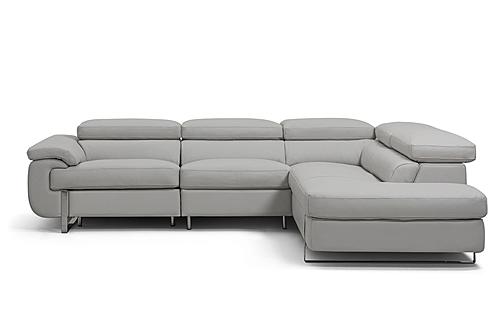 Piagge 10625 Light Gray Top Grain Leather Sectional w/Power Recliner by BH Furniture