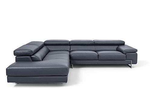 Simba 10622 Slate Blue Leather Sectional w/Motion Headrest by BH Furniture