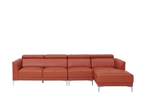 Slate 6003 Orange Thick Leather Sectional w/Motion Headrests by BH Furniture