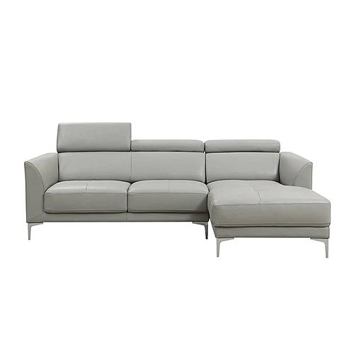 Slate 7376 Light Gray Thick Leather Sectional w/Motion Headrests by BH Furniture
