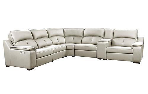 Thompson 807 Smoke Taupe Thick Leather 6-Piece Sectional by BH Furniture