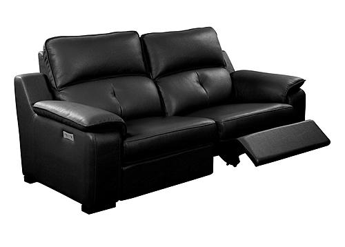 Thompson 8238 Black Premium Thick Leather Sofa by BH Furniture