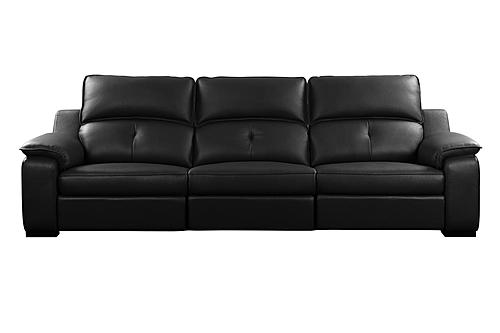 Thompson 8238 Black Premium Thick Leather Extended Sofa by BH Furniture