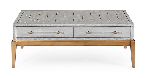 Perrine Wood Rectangular Cocktail Table in Soft Graphite Gray by Bassett Mirror