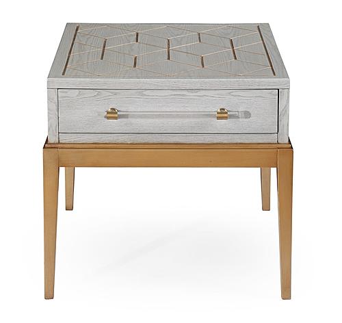 Perrine Wood Rectangular End Table in Soft Graphite Gray by Bassett Mirror