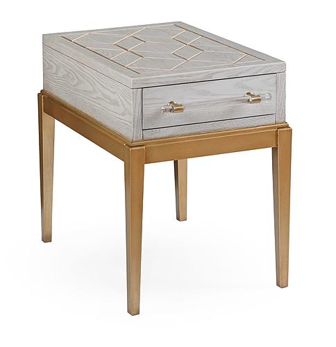 Perrine Wood Chairside Table in Soft Graphite Gray by Bassett Mirror