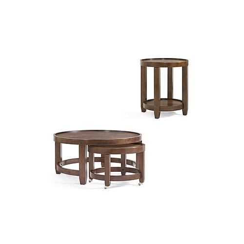 Paxton Brown Wood Round Nesting Cocktail Table by Bassett Mirror