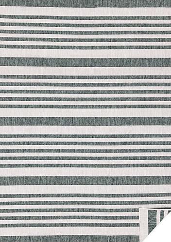 Bristol Green Cream Striped Reversible Rug by Kalora