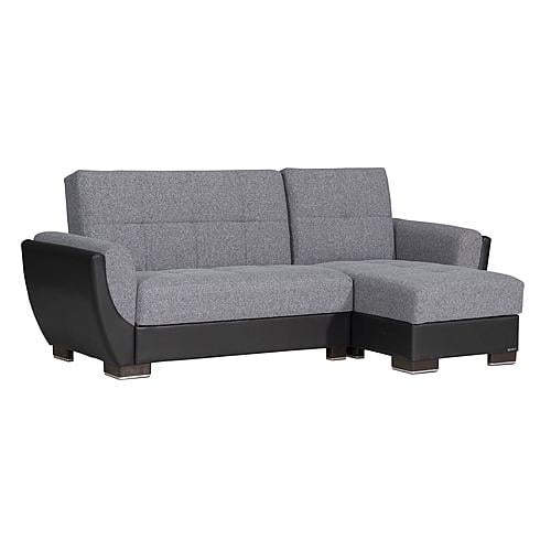 Armada Air Upholstered Lounge Sectional w/Storage, Grey/Black-PU Polyester by Casamode