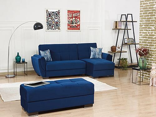 Armada Air Lounge Sectional Ottoman 104 Microfiber Blue by Casamode