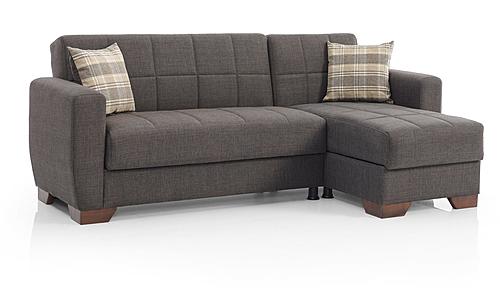 Barato Fabric Convertible Lounge Sectional w/Storage - Dark Brown by Casamode