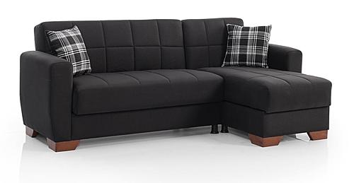 Barato Fabric Convertible Lounge Sectional w/Storage - Black by Casamode