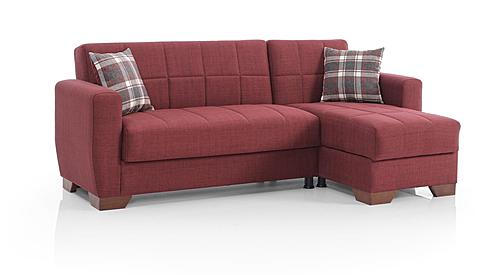 Barato Fabric Convertible Lounge Sectional w/Storage - Burgundy by Casamode