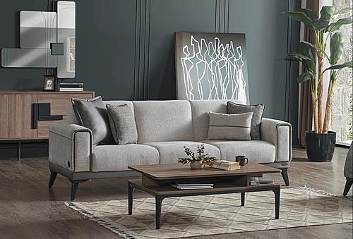 Petra Fabric Convertible Sofa Sleeper w/Storage - Light Gray-A6126 by Casamode