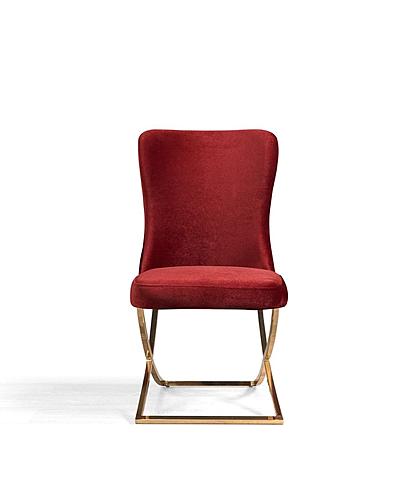 Royal Upholstered Gold Legged Dining Chair - Burgundy (Set of 2) by Casamode