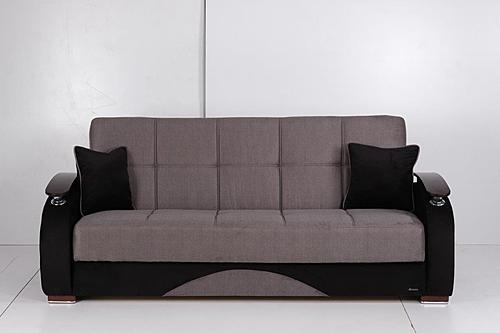 Yafah Upholstered Convertible Sofabed w/Storage, Gray by Casamode