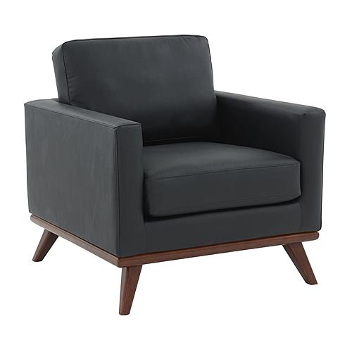 Chester Modern Leather Accent Arm Chair With Birch Wood Base, Black by LeisureMod