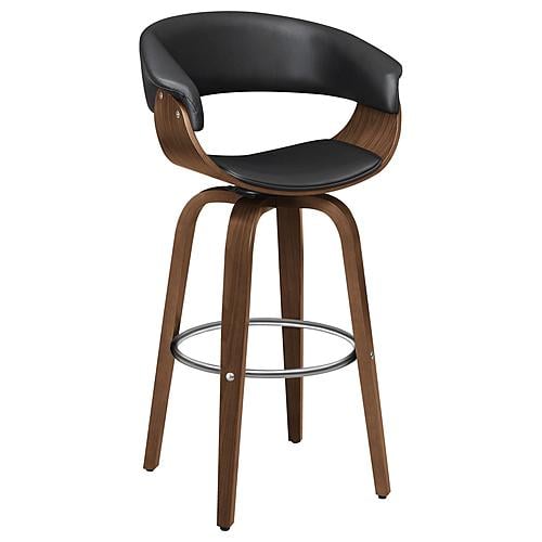 Zion Upholstered Swivel Bar Stool Walnut and Black by Coaster