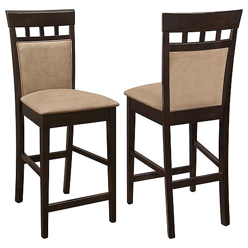 Gabriel Upholstered Counter Height Stools w/Upholstered Back Cappuccino and Beige (Set of 2) by Coaster