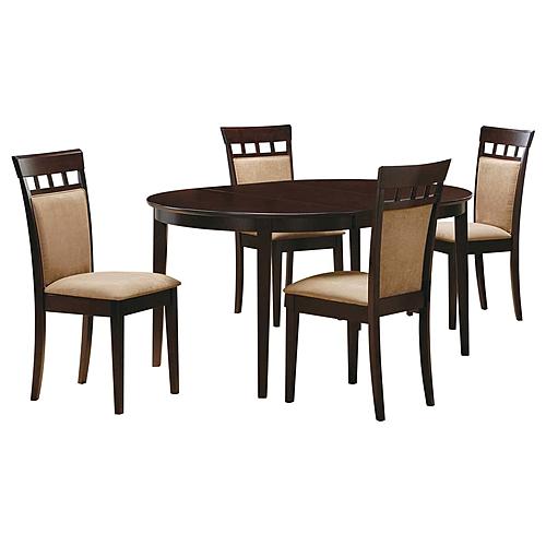 Gabriel 5-piece Extension Leaf Dining Table Set w/Seat and Back Padded Chair Cappuccino by Coaster