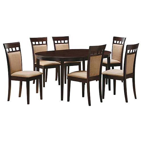 Gabriel 7-piece Extension Leaf Dining Table Set w/Seat and Back Padded Chair Cappuccino by Coaster