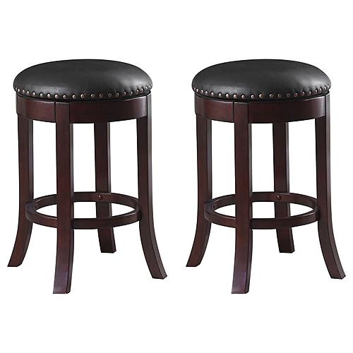 Aboushi Swivel Counter Height Stools w/Upholstered Seat Brown (Set of 2) by Coaster