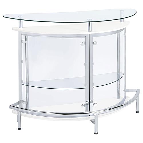 Amarillo 2-tier Bar Unit White and Chrome by Coaster