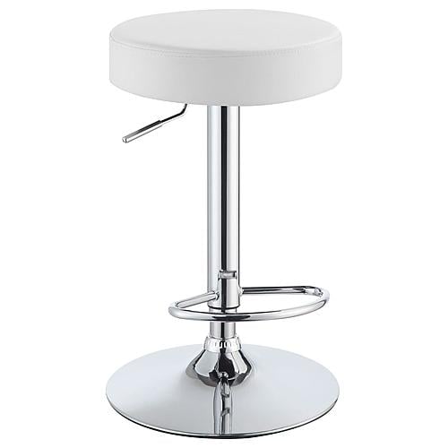 Ramses Adjustable Backless Bar Stool Chrome and White by Coaster