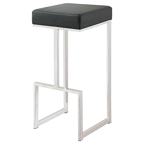 Gervase Square Bar Stool Black and Chrome by Coaster