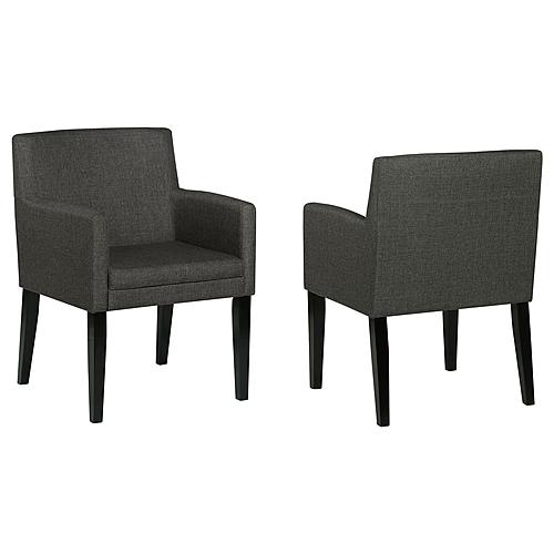 Catherine Upholstered Dining Arm Chair Charcoal Grey and Black (Set of 2) by Coaster