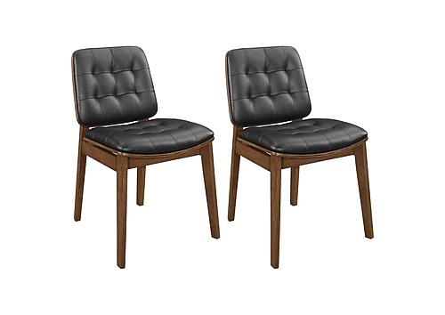 Redbridge Tufted Back Side Chairs Natural Walnut and Black (Set of 2) by Coaster