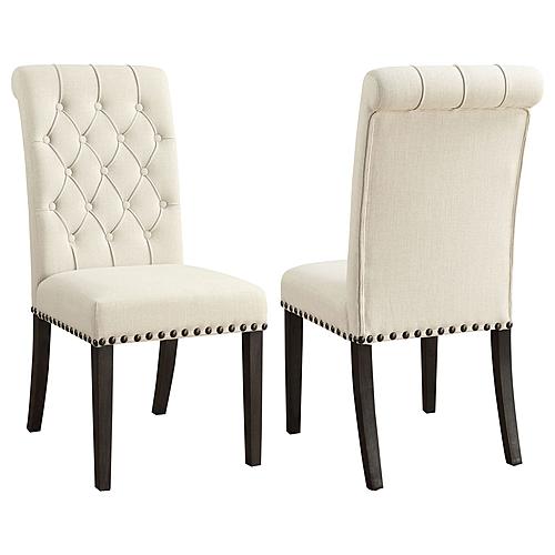 Alana Upholstered Side Chairs Beige and Smokey Black (Set of 2) by Coaster